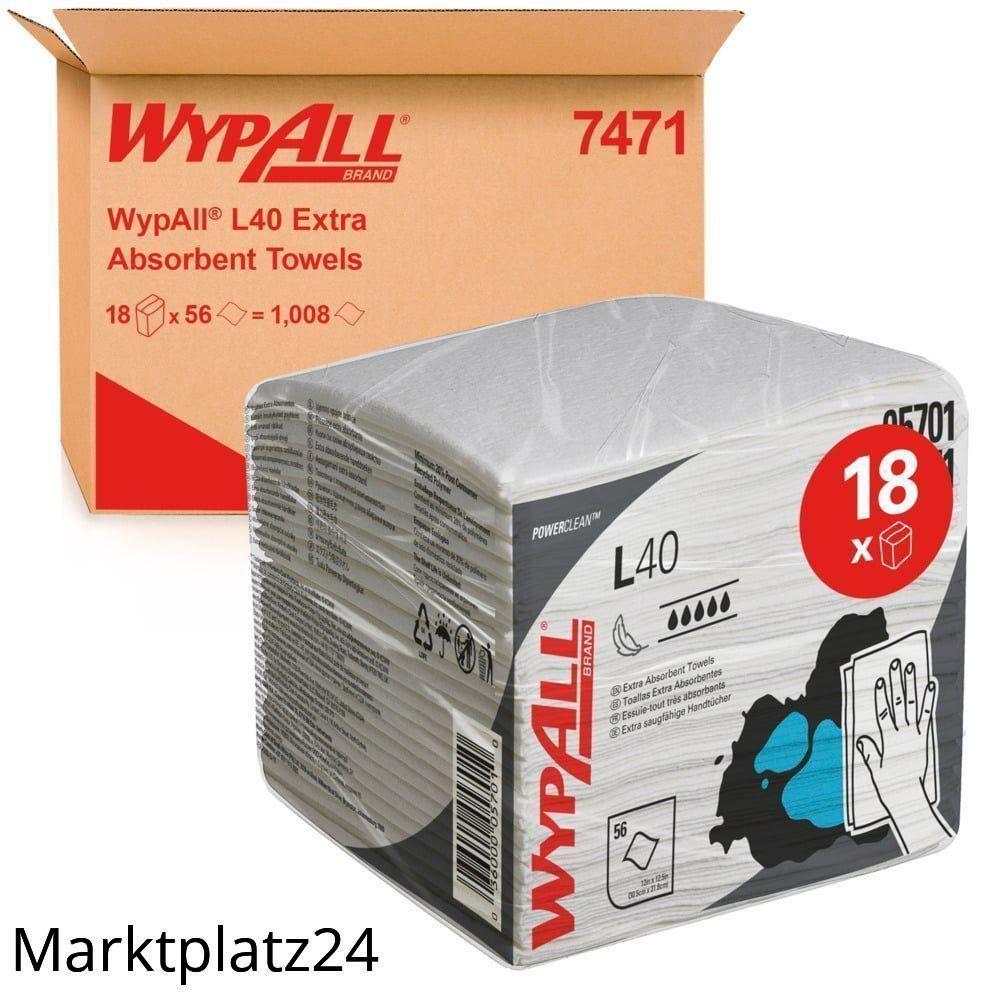 Wischtuch L40 Wypall, 30,5x31,8cm, weiß, 1/4gefaltet, 18x56 St. - Marktplatz24