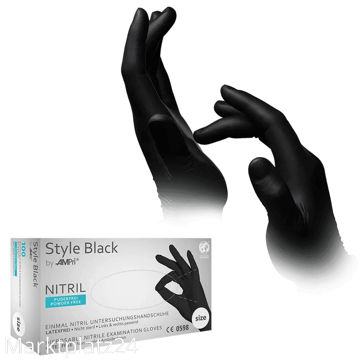 Nitril Handschuhe, Style Black, ungepudert, schwarz, Gr.XL, unsteril, 100 St/Box - Marktplatz24