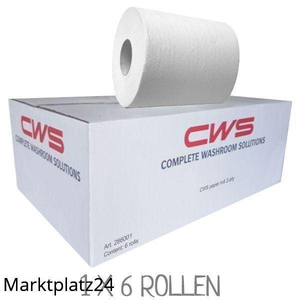 Papierhandtuchrollen, 100m, 2lg, hochweiß, 6 Ro/Krt. - Marktplatz24