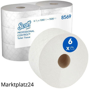 SCOTT CONTROL Toilet Tissue Rolle, Zentralentnahme, 2lg, 1280 Blatt, weiß, 6 Ro/Krt. - Marktplatz24