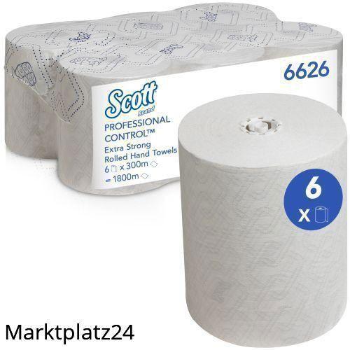 Scott Extra Strong Rollenhandtücher, 1lg, weiß, 300m, 6 Ro/Krt. - Marktplatz24