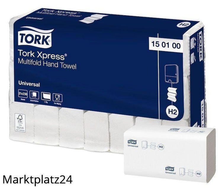 Tork Xpress Multifold Hand Towel, 25,5x19,6cm, 1lg, weiß, 21x230 St/Krt. - Marktplatz24