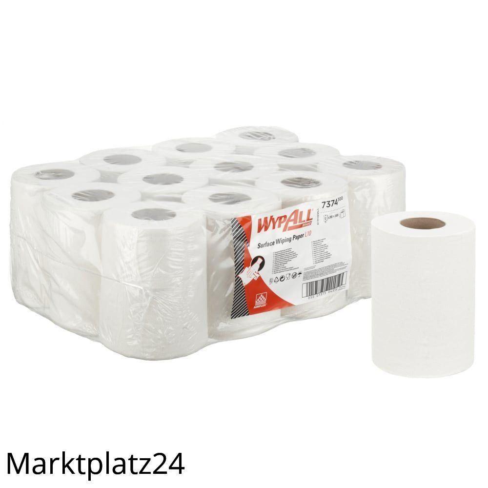 WYPALL L10 Extra Wischtücher, Zentralentnahme, 18,5x38cm, 1lg, weiß, perforiert, 12x200 Bl/Krt. - Marktplatz24