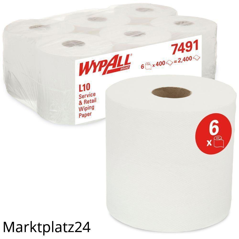 WypAll Papierwischtuch für die Reinigung im Serivce & Einzelhandel Zentralentnahme RCS L10, 18,5x38cm, 1lg, weiß, perforiert, 6x400 Bl/Krt. - Marktplatz24