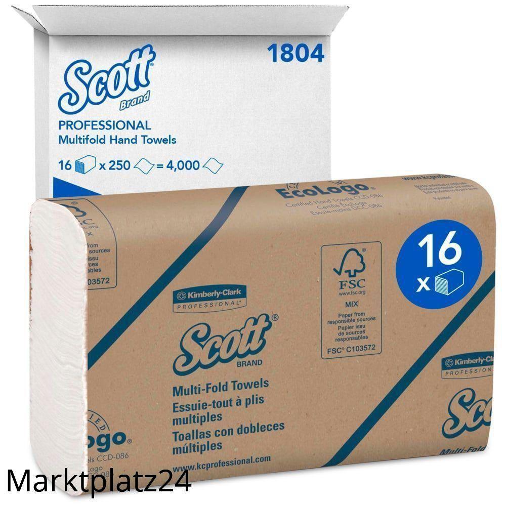 Scott Handtücher MultiFold, L 24xB 23,5cm, 1lg, weiß, M-Faltung, 16x250 St/Pk. - Marktplatz24