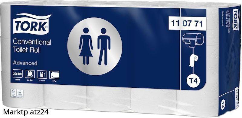 Tork Advanced Toilettenpapier, Kleinrolle, 2lg, 10x13cm, weiß, 400 Blatt, 30 Ro/Pk - Marktplatz24