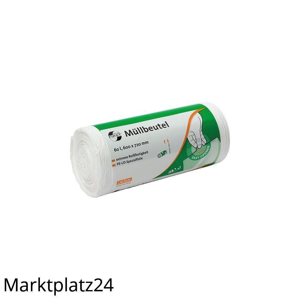 Abfallbeutel FIRST PLUS, LDPE, 60L, weiß, 600x720mm, 12my, 50 St/Ro. - Marktplatz24