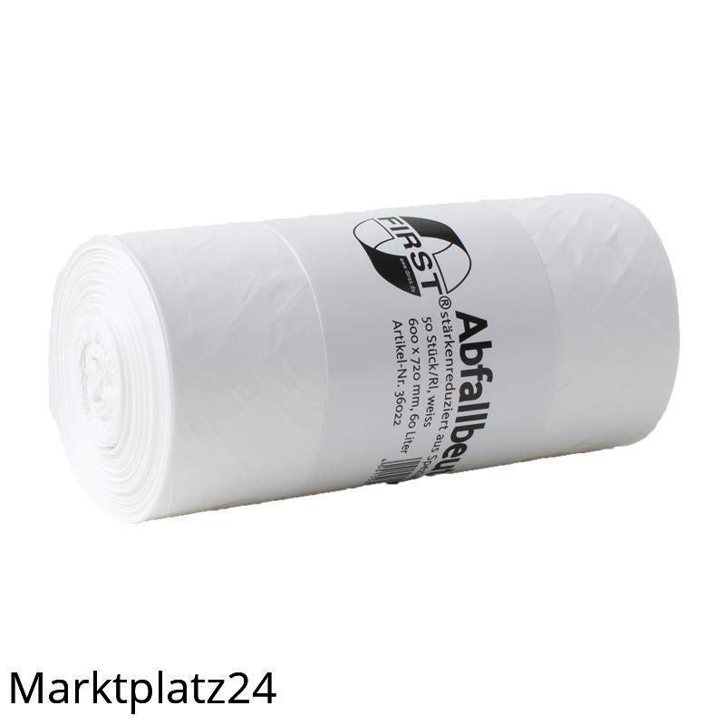 Abfallbeutel FIRST PLUS, LDPE, weiß, 630x850mm, 12my, 50 St/Ro. - Marktplatz24