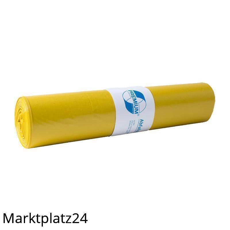 Abfallsäcke PREMIUM, LDPE, 120L, gelb, 700x1100mm, 60my, 25 St/Ro. - Marktplatz24