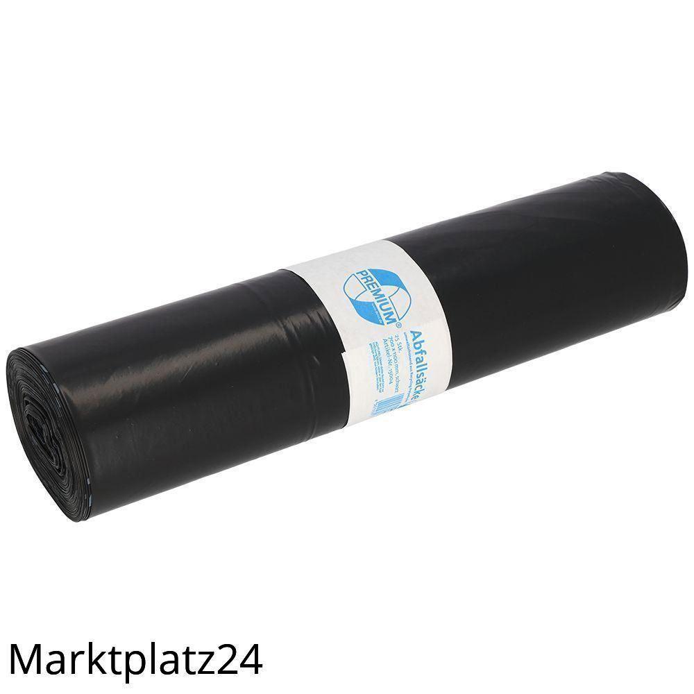 Abfallsäcke PREMIUM, LDPE, 120L, schwarz, 700x1100mm, 60my, 25 St/Ro. - Marktplatz24