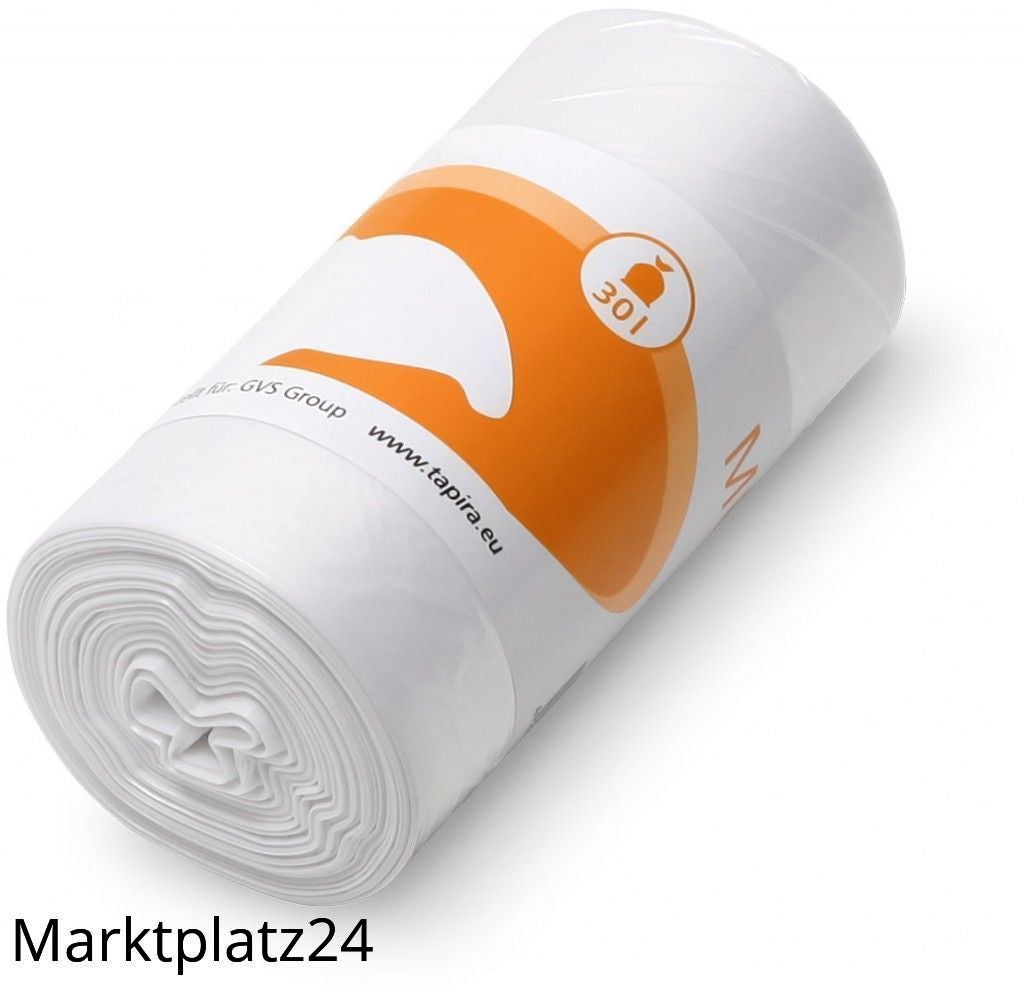 TAPIRA plus Müllbeutel, LDPE, 30L, weiß, 490x600mm, 12my, 50 St/Ro. - Marktplatz24