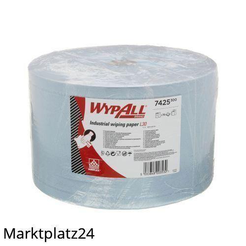 WypAll Papierwischtuch für industrielle Reinigungsarbeiten, Großrolle L40, 23,5x38cm, 3lg, blau, 750 Bl/Ro. - Marktplatz24