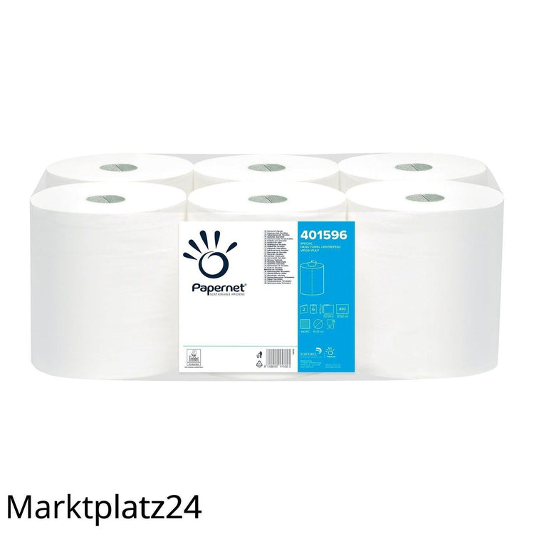 Handtuchpapierrolle, 137mx19,7cm, 2lg, weiÃ¡, Zellstoff, Innenabwicklung, 6 Ro/VE - Marktplatz24