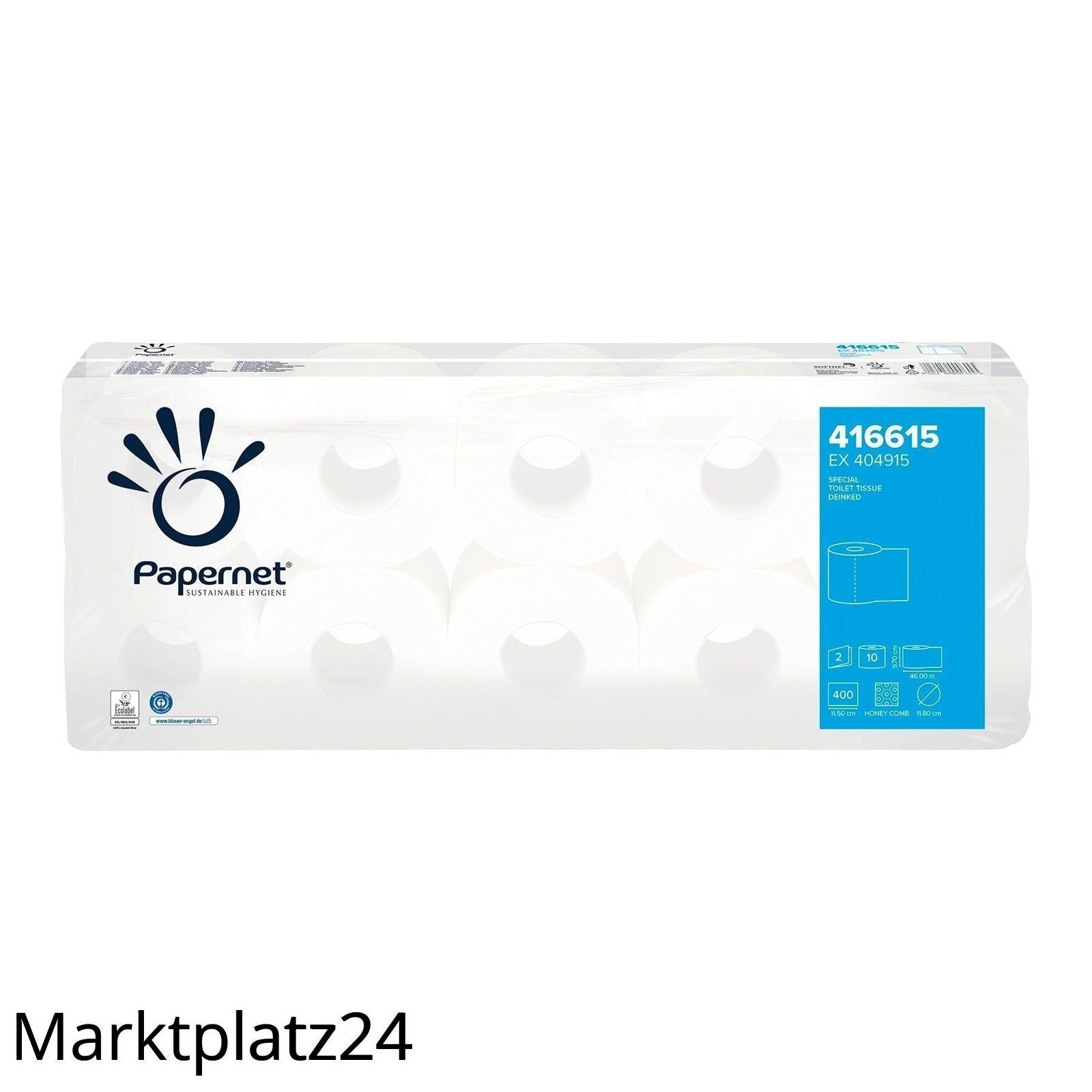 Toilettenpapier, 2lg, 11,5x9,7cm, 400 Bl,, weiÃ¡, Recycling, 4x10 Ro/VE - Marktplatz24