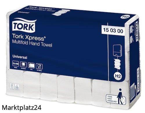 Tork Xpress Multifold Handtücher, 19,6x34cm, 2lg, weiß, Tissue, 21x160 St/VE - Marktplatz24