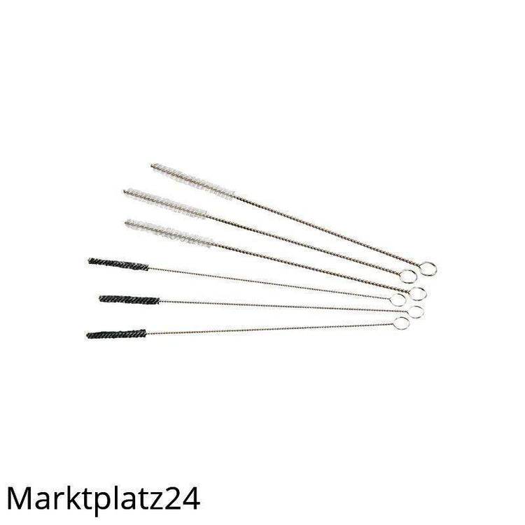 Düsenbürsten-Set, 6-teiliges Set, Edelstahldraht, Nylon 6.0, Länge 100mm, Ã˜0,15mm, Bürste Ã˜3/2,5mm, transp./ schwarz, hart, 1 St. - Marktplatz24